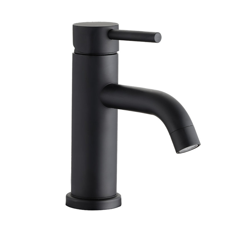 ADA Compliant Single Hole Bathroom Faucet - 6.57" High Stainless Steel Waterfall Faucet Matte Black, Matte Black