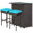 3PCS Patio Wicker Rattan Bar Set Table w/2 Turquoise Cushioned Stools-59049363-111465958