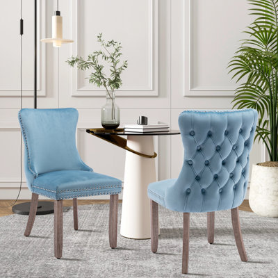 2 Pcs High-End Tufted Solid Wood Contemporary Velvet Upholstered Dining Chair With Wood Legs Nailhead Trim,Upholstered dining room chair,dinning chair,kitchen chair