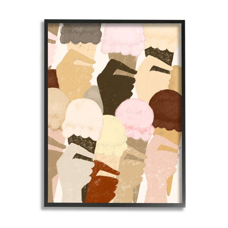 «Hands Hold Ice Cream» par Daphne Polselli - reproduction d'art, Giclée encadrée noir minuit, H 30 po x l 24 po x P 1,5 po