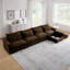 Grand canapé modulaire en forme de L en velours côtelé, canapé profond avec repose-pieds de rangement et 4 coussins de taille, brun-1476060324