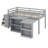 Twin Size  Loft Bed – Drawer Cabinet, Shelf Cabinet, Pull-Out Desk, Safety Guardrail & Ladder