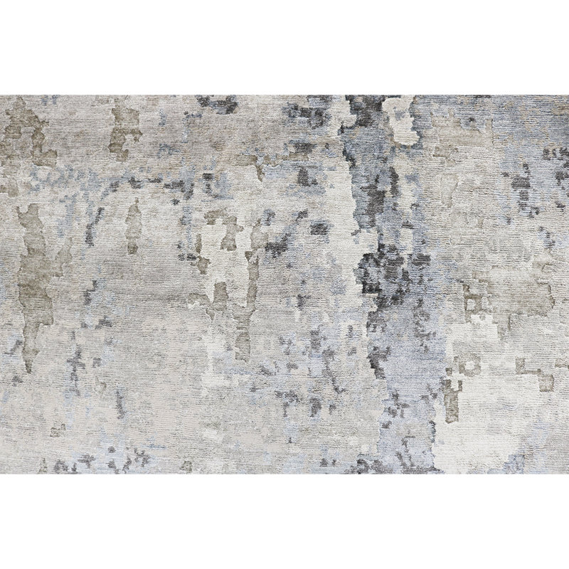 Tapis beige et taupe de haute qualité noué à la main, Rectangle 11 pi 11 po x 14 pi 11 po