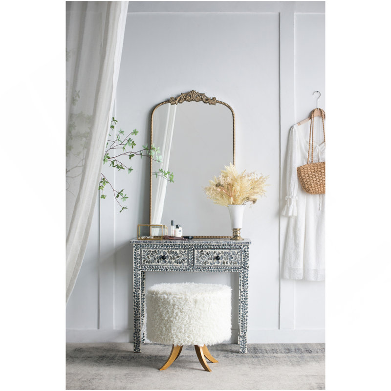 Miroir pleine longueur 66 po x 36 po, miroir arqué suspendu ou appuyé contre le mur, grand miroir doré pour le salon