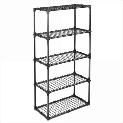 Étagère de rangement à 5 tablettes en acier noir | Capacité de 550 lb | Robuste