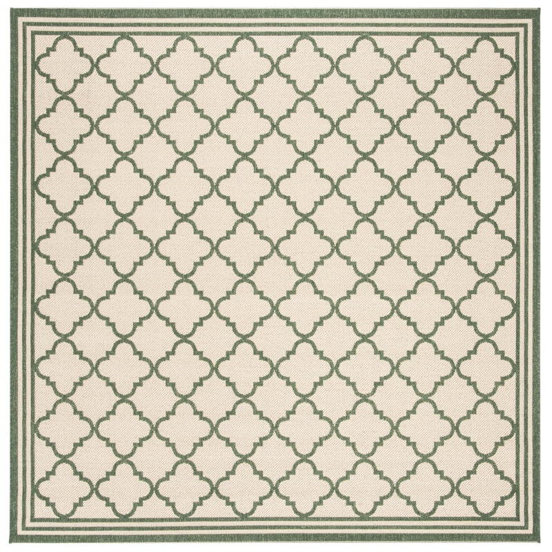 Ferrill Linden 100 Performance Geometric Indoor/Outdoor Area Rug, Square 6'7"
