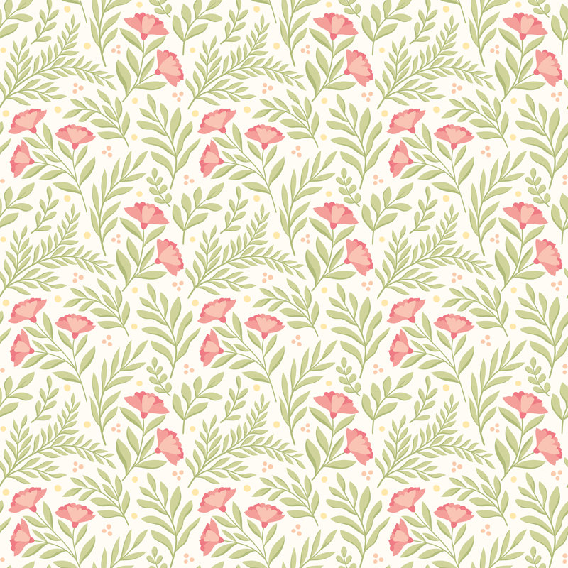 Petite Posy Seafoam Smooth Matt Wallpaper, Red