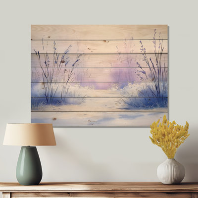 Frosted Morning by The Winter River II - Paysage traditionnel, art mural sur bois de pin naturel