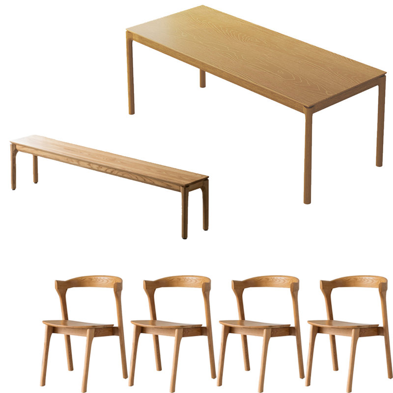 Nordic style rectangular dining table set., 29.5"H x 62.9"L x 31.4"W