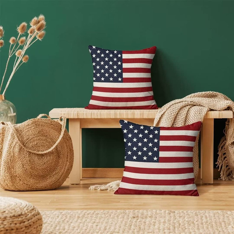 Ensemble de 2 housses de coussin du 4 juillet, décorations patriotiques pour drapeau américain