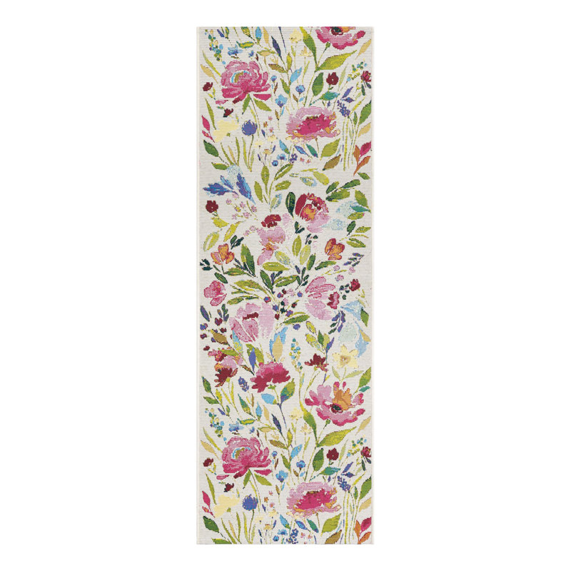 Tapis d'intérieur / extérieur Fogger Beachcrest Home Buttercup, Tapis de couloir 2 pi x 6 pi 1 po