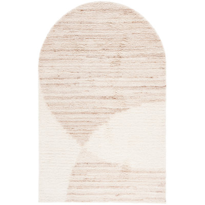 Tapis en laine touffeté à la main de couleur unie beige / ivoire Katarin
