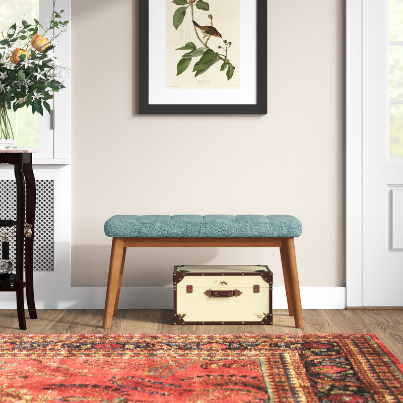 Boston Polyester Upholstered Bench, Blue