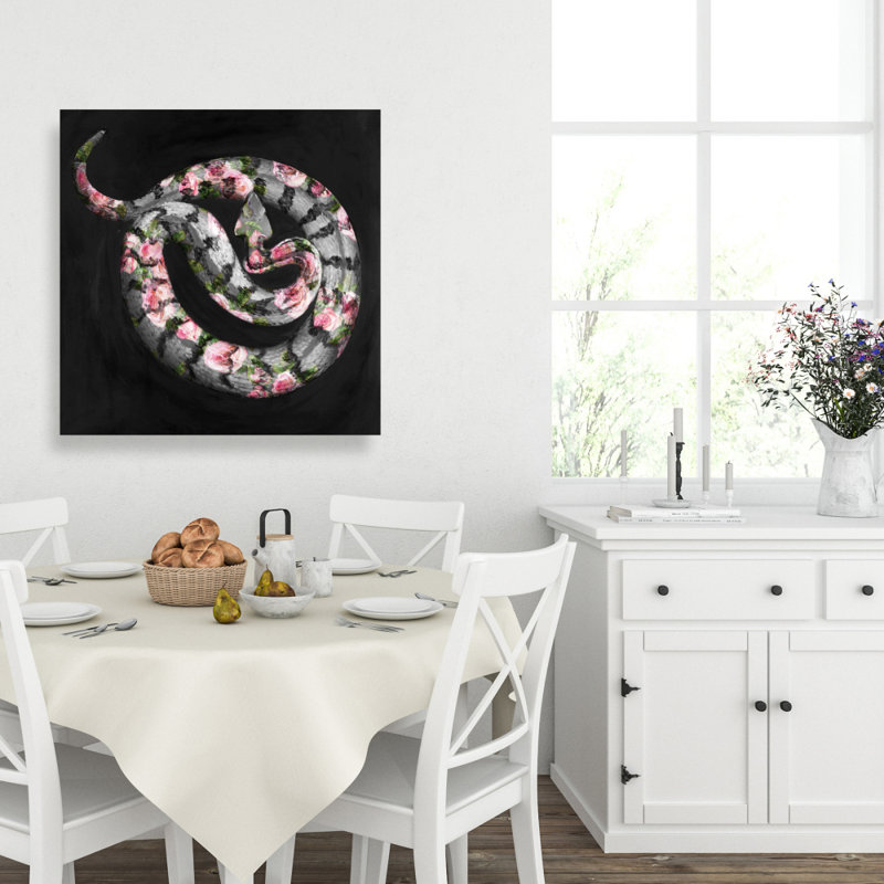 Poisonous Flowers - Art mural moderne sur toile rose pour la décoration intérieure