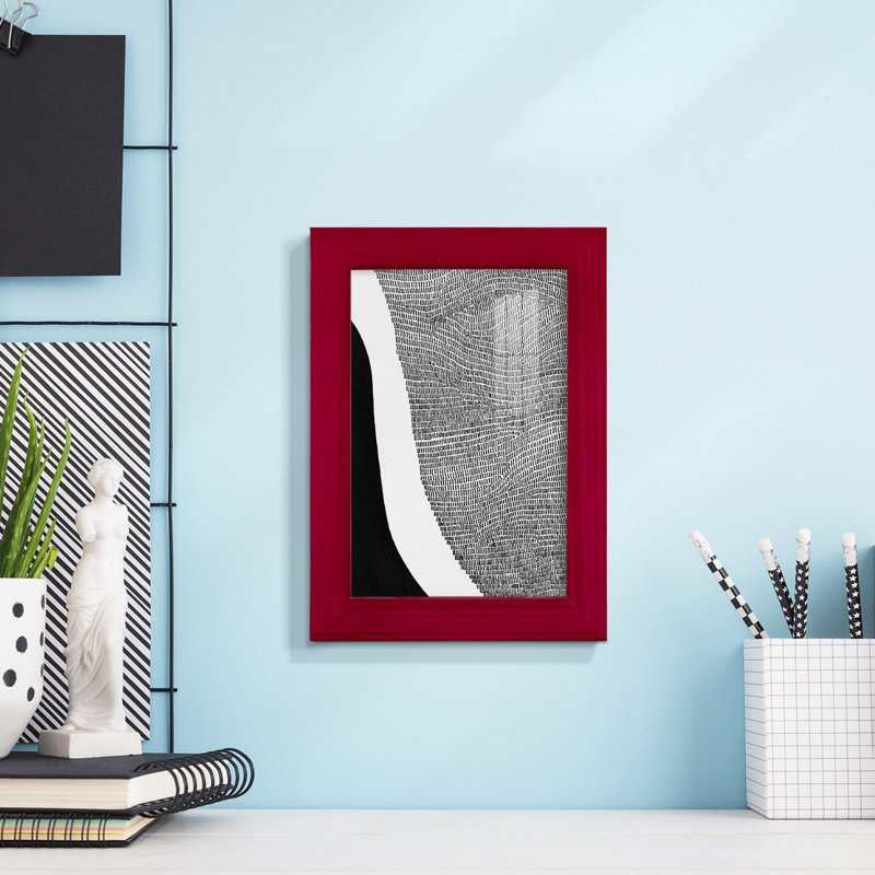 Fredda - noir et blanc abstrait I - reproduction de cadre photo simple, Rouge, H 6 po x l 4 po x P 1 po