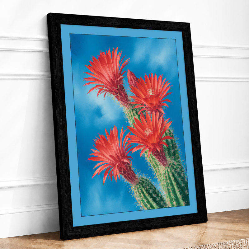 Flowering Desert Bloom Botanical - Framed Print, A4 - 29.7 x 21.0 cm, Black