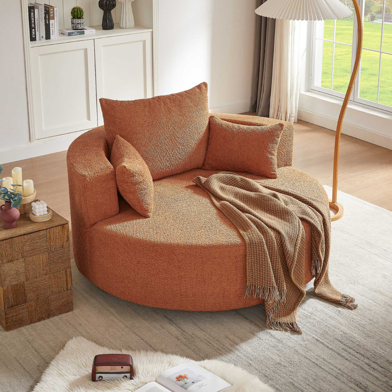 Fauteuil d'appoint pivotant à 360 ° avec 3 coussins amovibles pour le salon, la chambre à coucher, le bureau et l'hôtel, Red