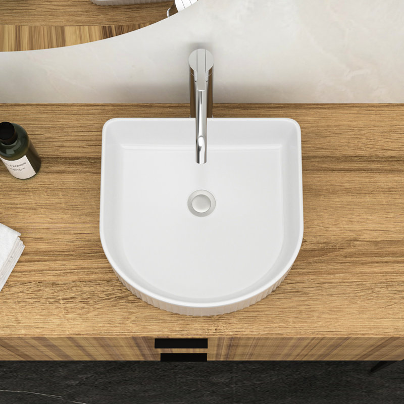 Lavabo de salle de bain en céramique 15,96 "X 13,73" - Modern, White, Stain, Sophistication Bath Choice Choice