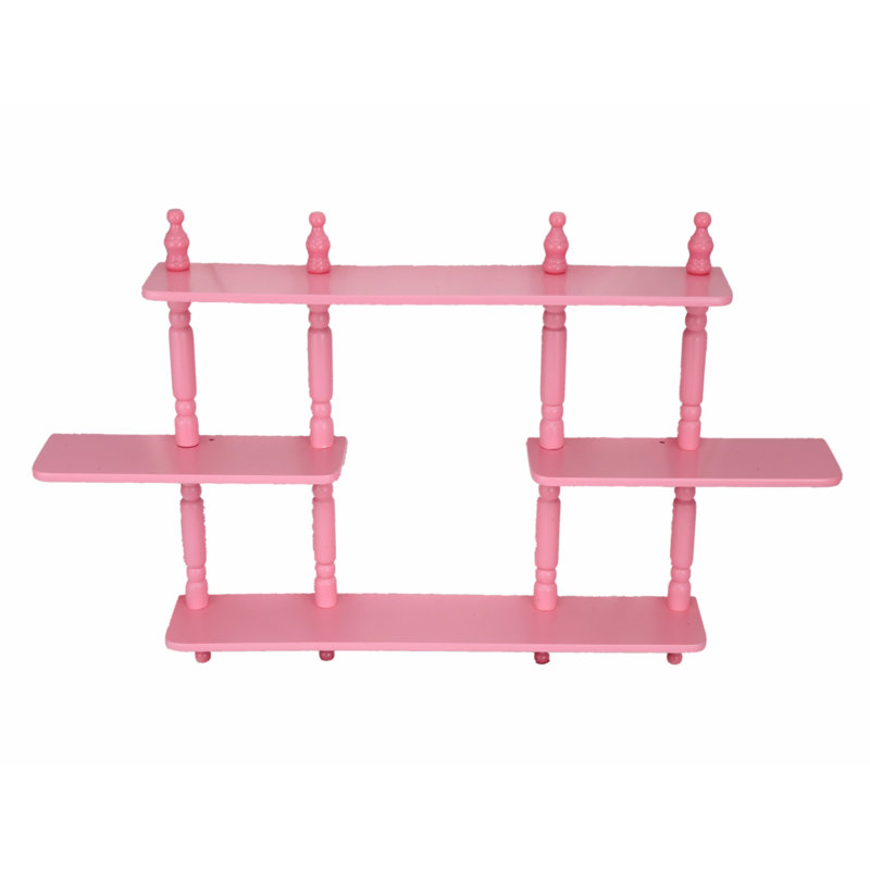4 Piece Floating Shelf with Adjustable Shelves, Pink