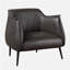 Fauteuil club Leoni, similicuir brun foncé, bois massif évasé
