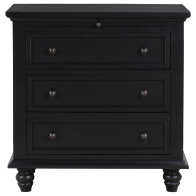 3-Drawer Storage Wood Cabinet, End Table With Pull Out Tray, Easy Assembly