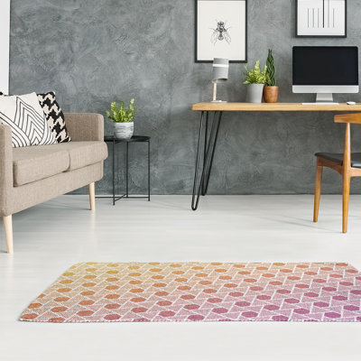 Tapis de zone en poly-beige hexagonals & triangles