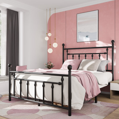 Edsall Metal Platform Bed with Slatted Headboard and Footboard