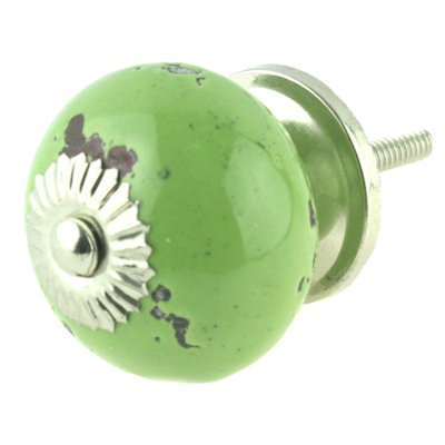 (5 Pack) 1-9/16 inch Aged Knob Green