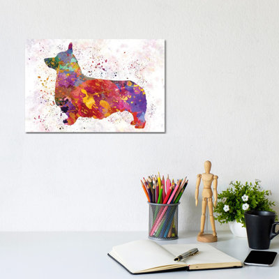 «Pembroke Welsh Corgi in Watercolor» par Paul Rommer, reproduction d'art sur toile tendue