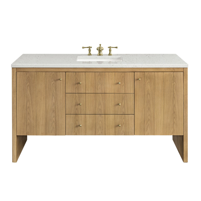 Hudson 60'' W Single Vanity, Lime Delight, 8" Widespread, Light Natural Oak