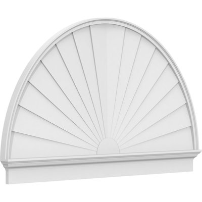 68"W x 40-3/4"H x 2-3/4"P Half Round Sunburst Architectural Grade PVC Combination Pediment