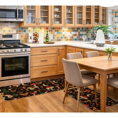 Tapis de cuisine anti-dérapant lavable à ressort et à papillons