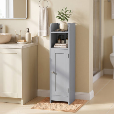 Small Bathroom Storage Corner Floor Cabinet With Door And Shelves