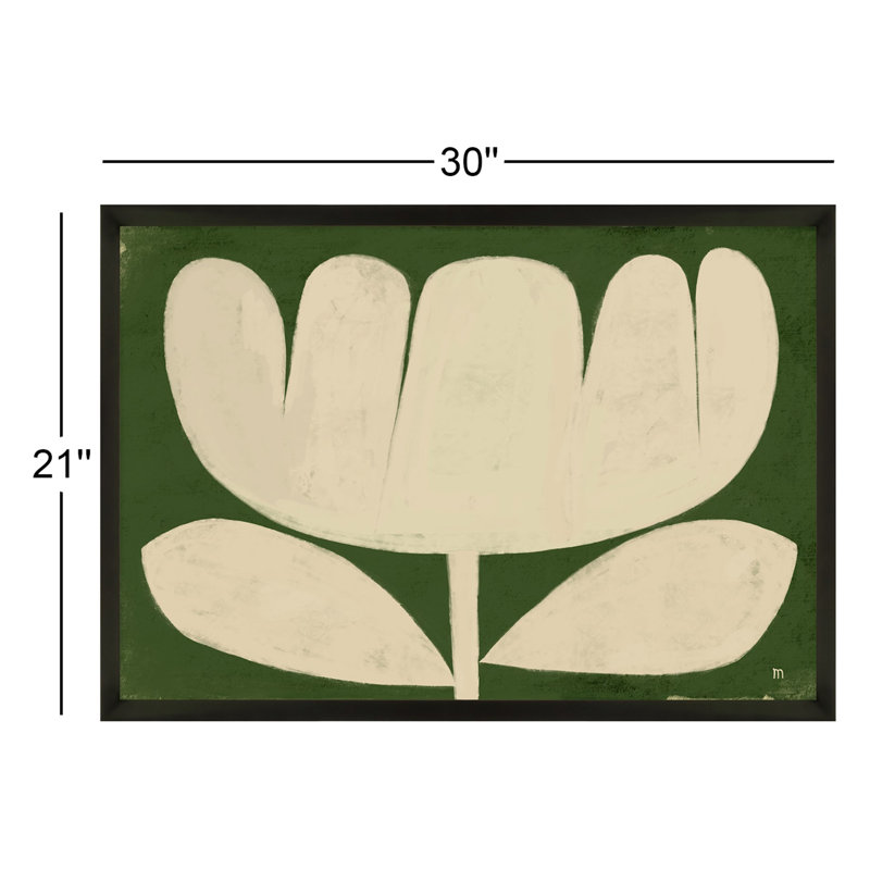 Flower On Green Painting by StudioM, 21" H x 30" W x 1.25" D, Black Framed