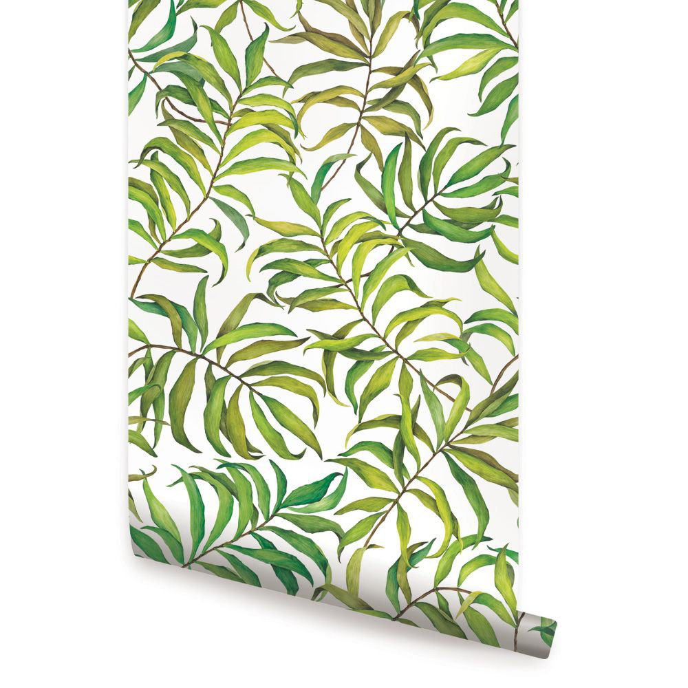 Gouldin Tropical Leaves Paintable Peel and Stick Wallpaper Panel Bay Isle Home™ 