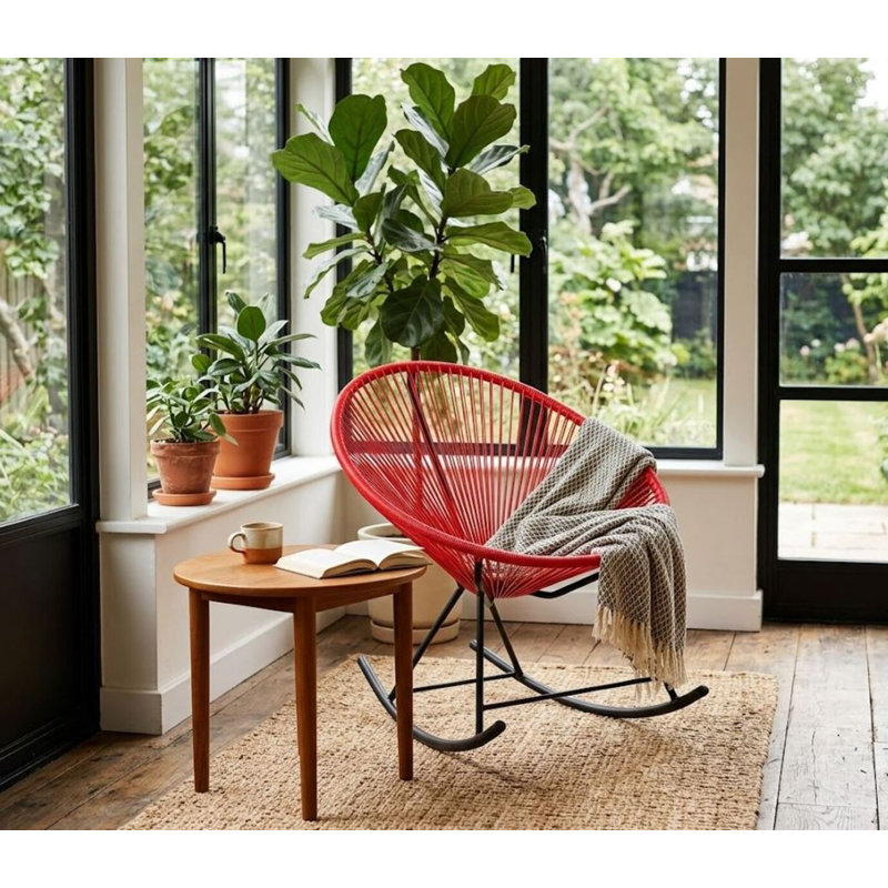 Chaise berçante câblée Bahia, Rouge