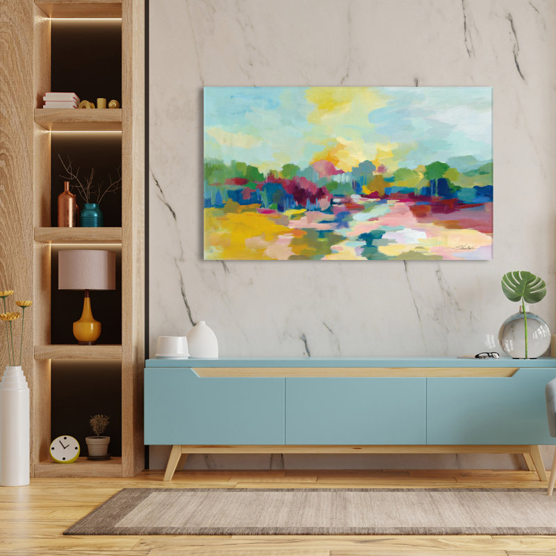 Entrée colorée - peinture, L 30 po x H 18 po, Toile tendue