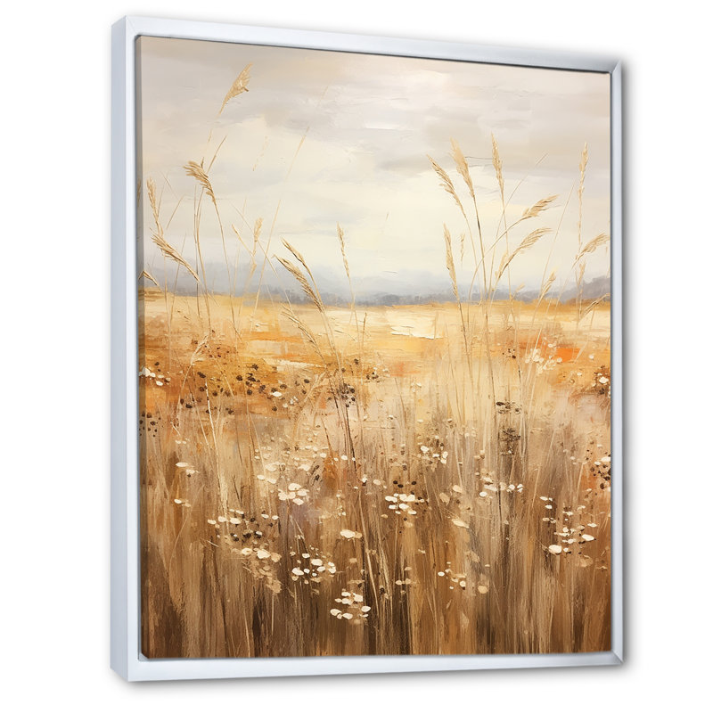 " Prairies Majestic Grasslands III ", 32" H x 16" W x 1" D, White Floater Framed
