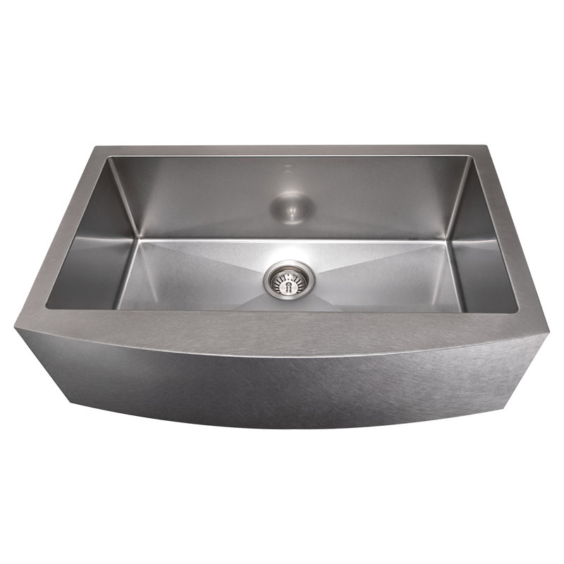 ZLINE 33 in. Vail Farmhouse Apron Mount Single Bowl Satin Stainless Steel Kitchen Sink with Bottom Grid (SAS-33S)