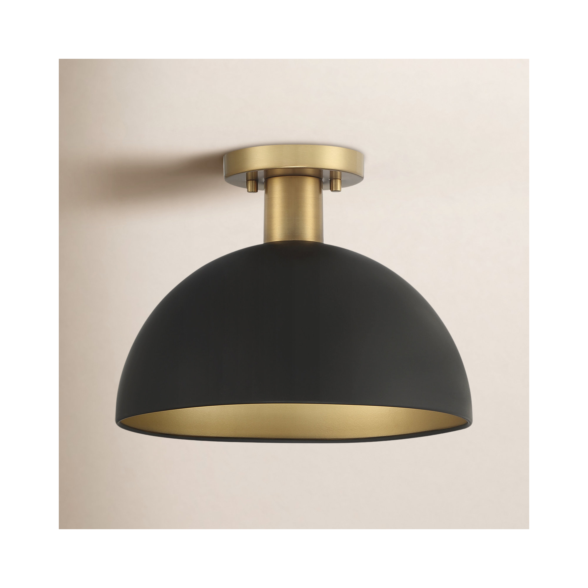 Darrah 1-Light Ceiling Light, Matte Black with Natural Brass