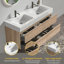 Meuble-lavabo de 60 po (30 po * 2) avec lavabo en quartz blanc et tiroirs en chêne brut, meuble-lavabo mural flottant, lavabo une pièce sans drain ni robinet-129683988-129683989