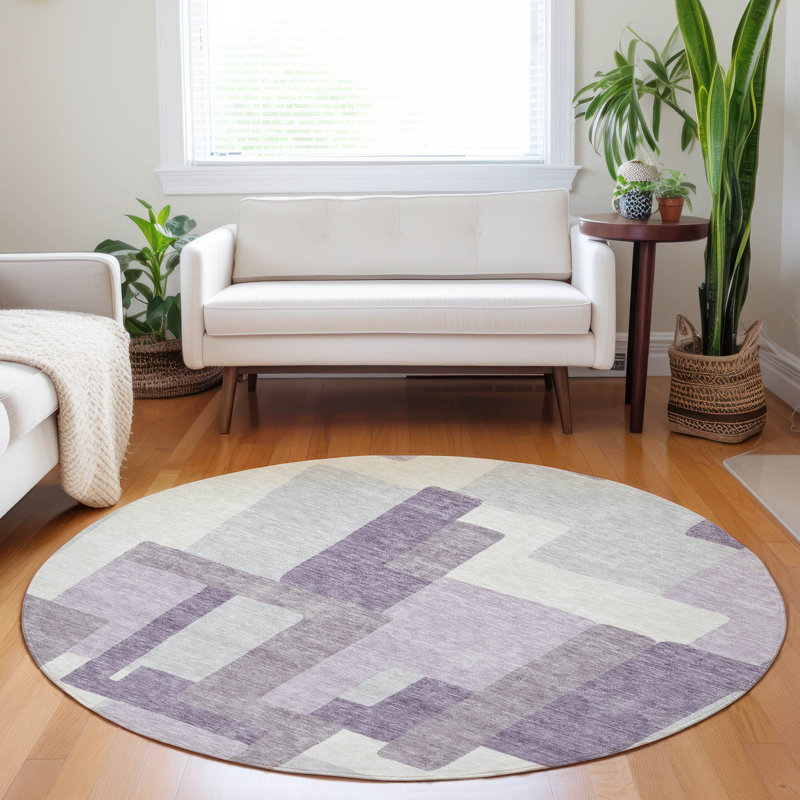 Premium Machine Washable Lisse Lavender Rug, Round 8'