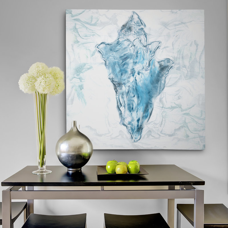 « blue marble coast shell », impression sur toile, H 16 po x l 16 po x P 1,5 po, Toile tendue