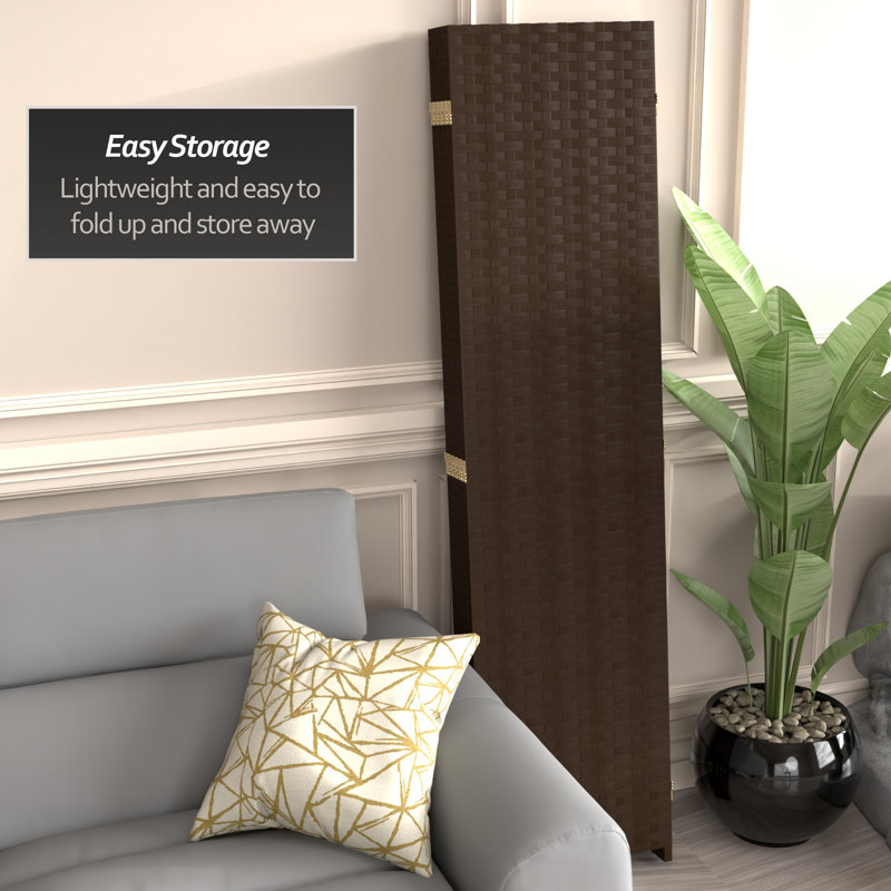 70.75" x 140" 8 Panel Room Divider, 4, 70.75" H x 70" W x 0.75" D, Dark Mocha