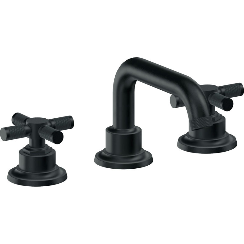 Descanso 8" Widespread Lavatory Faucet with Cross Knurled Handle and Completely Finished ZeroDrain, Carbon