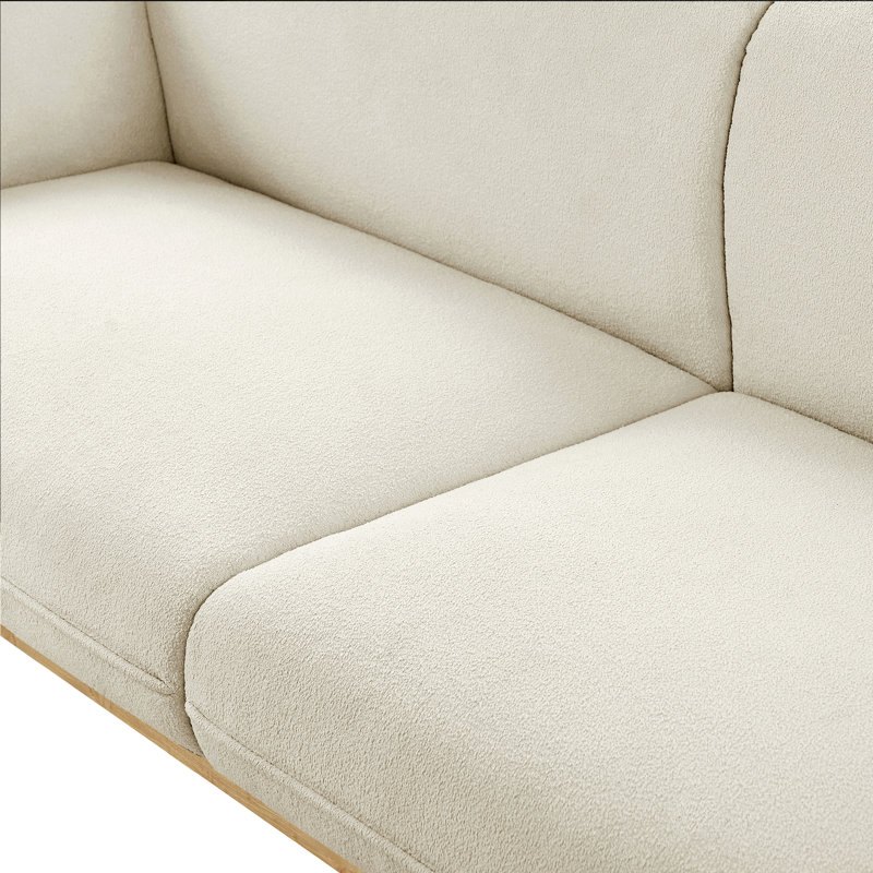 Causeuse à accoudoirs carrés 62,5 po Nolita, Tissu crème bouclé