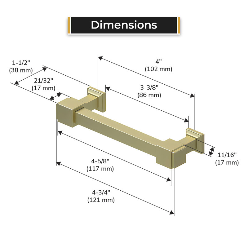 Deltana MP40U26D Decorative Cabinet Pull 4", Manhattan, Solid Brass in Brushed Chrome, Unlacquered Brass