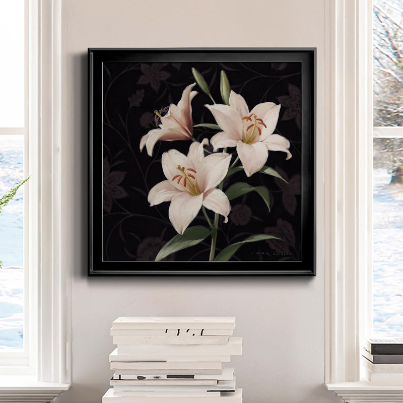 Lily Elegante - peinture sur toile encadrée, H 30,5 po x l 30,5 po x P 1,5 po, Noir