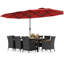 Ensemble de 11 chaises de patio en osier avec parasol double face et 8 chaises empilables-240306078-240306072
