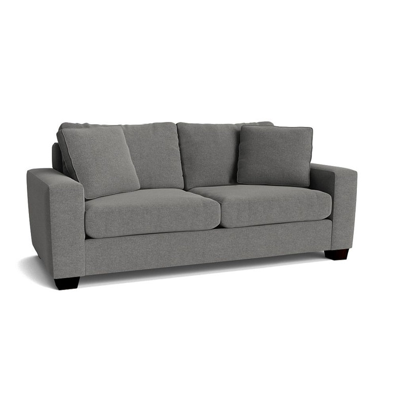 Canapé à accoudoirs carrés 79 po avec coussins réversibles Anastase, Bennett gris anthracite performance, Espresso